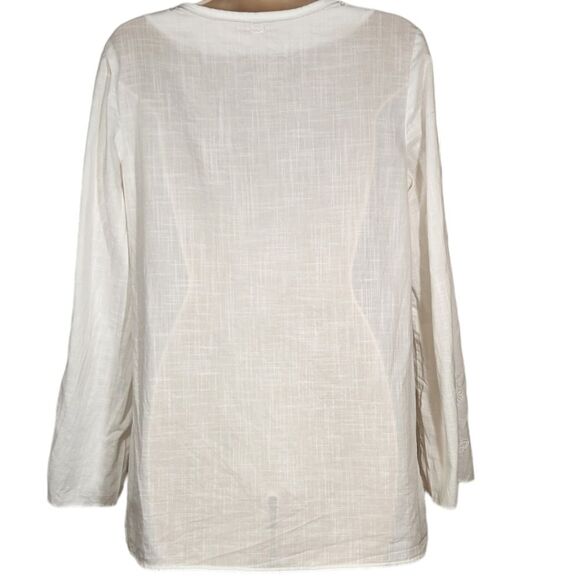 Lilly Pulitzer Tunic Top Cover Up Embroidered Cotton Long Sleeve White BOHO S - Picture 7 of 11